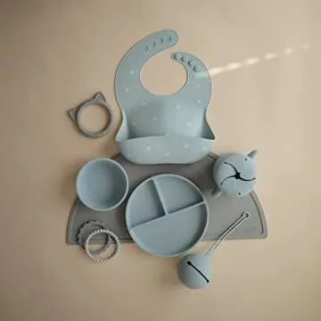 mushie Silicone Snack Cup | Spill Proof Food Container for Toddler and Baby (Powder Blue)