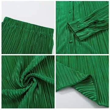 Womens 2 Piece outfits - Long Sleeve +Short Pants Button Blouse Top Wide Leg Loose Streetwear Loungewear