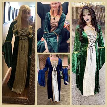 YEAXLUD Womens Renaissance Medieval Costume Dress Lace up Irish Over Long Dresses Cosplay Retro Gown S-5XL (L, Wine Red)