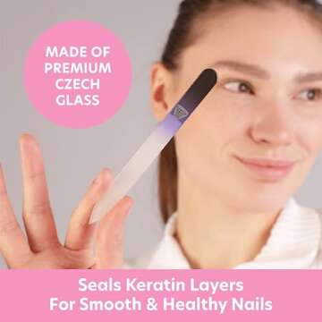 Bona Fide Beauty Glass Nail File with Hardcase, 1Piece Manicure Glass Fingernail Files in Black Coba...