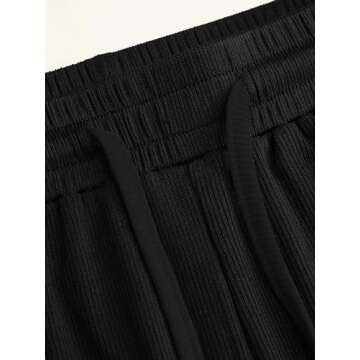 CIDER Ruched Tank Crop Top & Elastic Waist Knotted Trousers Set: Black, XXS