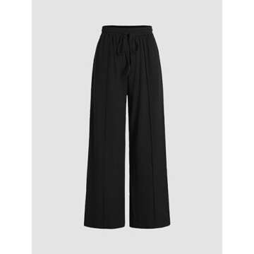 CIDER Ruched Tank Crop Top & Elastic Waist Knotted Trousers Set: Black, XXS