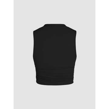 CIDER Ruched Tank Crop Top & Elastic Waist Knotted Trousers Set: Black, XXS