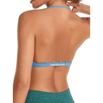Abonlen Sports Bras for Women Workout Strappy Backless Bra Yoga Crop Tank Top (Small, Evening Blue)