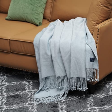 Luxurious Baby Blue Mulberry Silk Throw Blanket