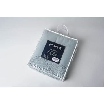 Luxurious Baby Blue Mulberry Silk Throw Blanket