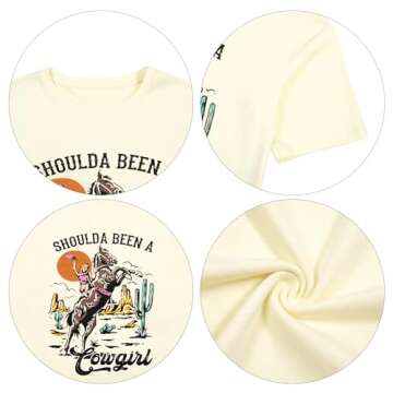 Womens Cowgirl Shirt Oversized T-Shirt for Music Lovers