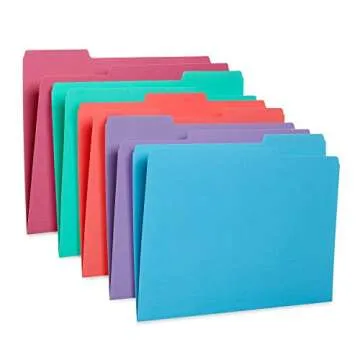 100 Vibrant Colored File Folders - Durable & Stylish