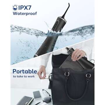 MySmile LP211 Cordless Advanced Water Flossers for Teeth, 5 Cleaning Modes Rechargeable Power Dental Flosser 8 Replacement Jet Tips IPX 7 Waterproof Dental Irrigador with Portable Travel Storage Pouch