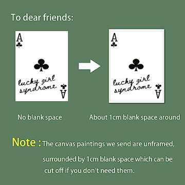 OPPQRRS Funky Black And White Lucky Girl Poker Posters, Funny Girly Preppy Ace Playing Card Canvas Wall Art - Trendy Room Prints Painting Wall Decor For Teen Girl Bedroom Dorm 12x16in Unframed