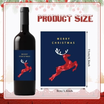 Whaline 54Pcs Christmas Wine Bottle Labels for Parties