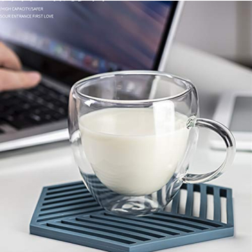 Elegant Double Walled Glass Coffee Mugs Set of 2 for Espresso