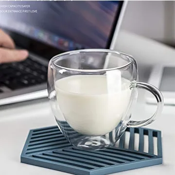 Elegant Double Walled Glass Coffee Mugs Set of 2 for Espresso