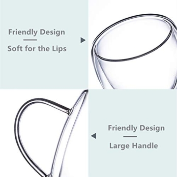 Elegant Double Walled Glass Coffee Mugs Set of 2 for Espresso