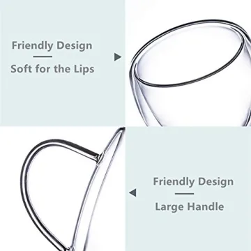 Elegant Double Walled Glass Coffee Mugs Set of 2 for Espresso