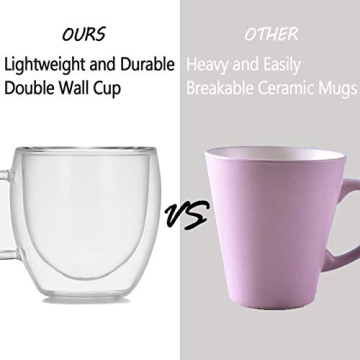 Elegant Double Walled Glass Coffee Mugs Set of 2 for Espresso