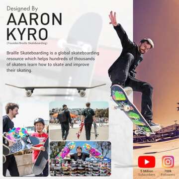 Complete Pro Skateboard by Braille - All Ages Ready