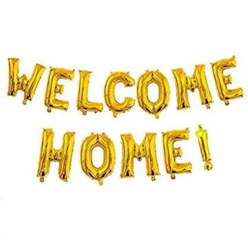 Welcome Home Balloon Banner – 16" Gold Foil Party Decor