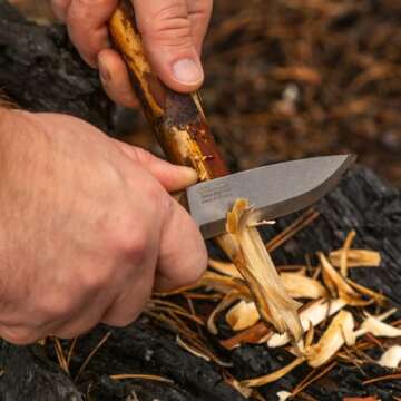 BPS Knives Bushmate 2.0 Designed by DBK - Bushcraft Knife - Fixed-Blade Carbon Steel Knife with Leather Sheath & Firestarter - Outdoor Full Tang Knife - Camping Survival Knives