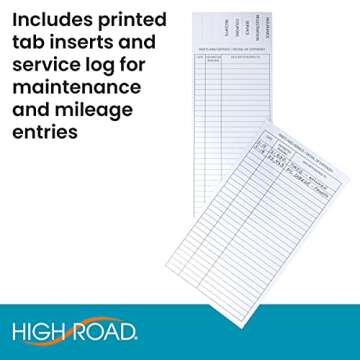 High Road Car Glove Box Organizer - Maintenance Folder for Car Documents - Card Pockets for Insurance and Registration with Receipt Log and Divider Tab Inserts