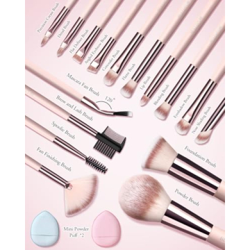 20PC Makeup Brush Set with Case & LED Mirror