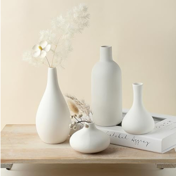 Elegant White Ceramic Vases Set for Home Decor
