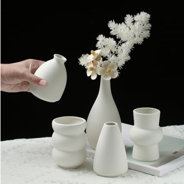 Elegant White Ceramic Vases Set for Home Decor