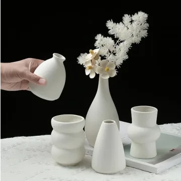 Elegant White Ceramic Vases Set for Home Decor