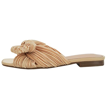 VETASTE Women's Stylish Pleated Bow Flat Sandals