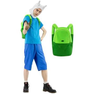 DAZCOS Green Backpack Anime Character Cartoon Plush Unisex Cosplay Costume Accessories Bag for St Patrick's Day Everday Use (Green)