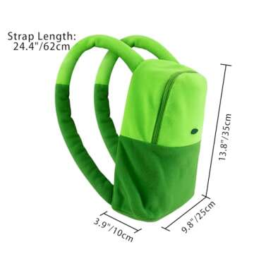 DAZCOS Green Backpack Anime Character Cartoon Plush Unisex Cosplay Costume Accessories Bag for St Patrick's Day Everday Use (Green)