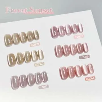 GAOY Forest Sunset Cat Eye Gel Nail Polish Set with 5-in-1 Nail Magnet