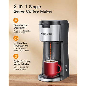 Famiworths Single Serve Coffee Maker Bold Brew K-Cup Ground