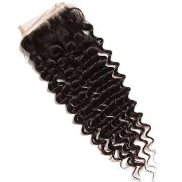 Beauty Forever Virgin Brazilian Hair Deep Wave 4x4 Lace Closure 10 Inch Free Part Closure, Natural Color