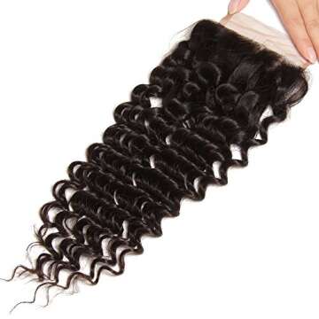 Beauty Forever Virgin Brazilian Hair Deep Wave 4x4 Lace Closure 10 Inch Free Part Closure, Natural Color
