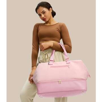 Uselike Weekender Bags for Women - Large Travel Duffel with Shoe Compartment