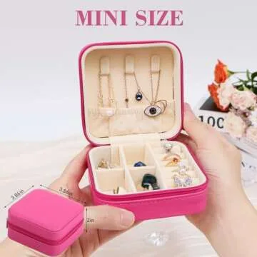 17Dec Small Travel Jewelry Case Organizer,Mini Travel Essentials for Women,Bridesmaid Gifts Birthday...