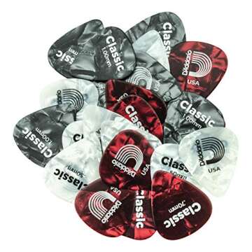 D'Addario Celluloid Guitar Picks - Guitar Accessories - Guitar Picks for Acoustic Guitar, Electric Guitar, Bass Guitar - Natural Feel, Warm Tone - Assorted, Assorted, 25-pack
