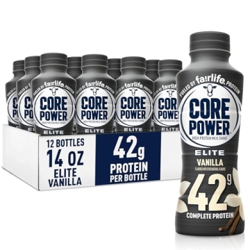 Core Power Fairlife Elite Protein Shake - 42g High Protein, Vanilla Flavor, Pack of 12