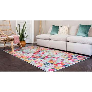 Unique Loom Chromatic Collection Area Rug - Champagne (4' 1" x 6' 1" Rectangle, Multi/ Blue)