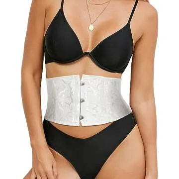 Floral Corset Waist Belt for Women,Lace up Waist Belt Wide Waistband Obi Tied Waspie Belt for Wedding Halloween 4.white