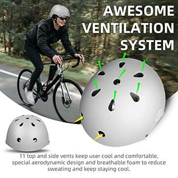 67i Bike Helmet Skateboard Helmet Adult Bike Helmet Skate Helmet Bicycle Helmet Men Women Scooter He...