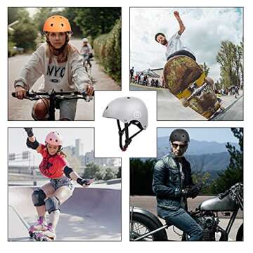 67i Bike Helmet Skateboard Helmet Adult Bike Helmet Skate Helmet Bicycle Helmet Men Women Scooter Helmet for Multi-Sports Bicycle Scooter Inline Roller Skate Rollerblading Cycling (Silver, Large)