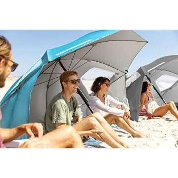 Sport-Brella Premiere UPF 50+ Umbrella Shelter for Sun and Rain Protection (8-Foot), Aqua