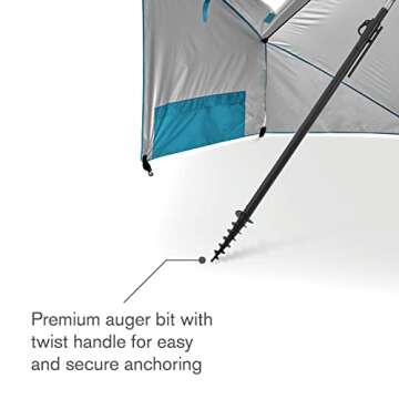 Sport-Brella Premiere UPF 50+ Umbrella Shelter for Sun and Rain Protection (8-Foot), Aqua