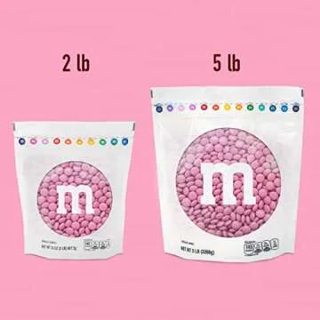 M&M’S Pink Milk Chocolate Candy, 2lbs Resealable Pack for Birthday Party Favors, Party Decor, Baby Shower Decorations, Gender Reveal Ideas, Valentine's Day, Dessert Tables and More