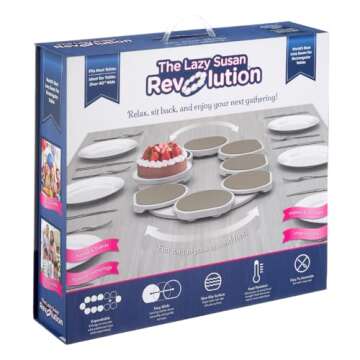 Greige - The Lazy Susan Revolution - The First Patented Lazy Susan Turntable Expandable for Rectangu...