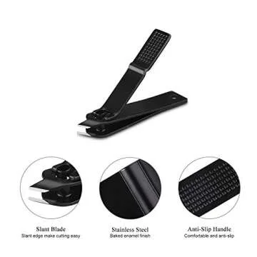 HAWATOUR Manicure Set Pedicure Kit, Heavy Duty Stainless Steel Fingernail Clippers Toenail Clippers Nail File with Tin Case, Premium Manicure Tools for Nail Care, Matte Black