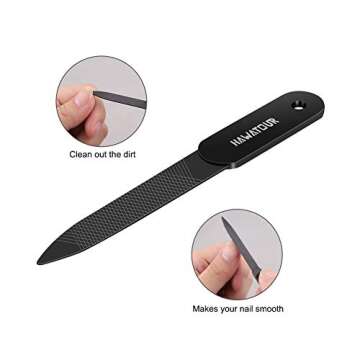 HAWATOUR Manicure Set Pedicure Kit, Heavy Duty Stainless Steel Fingernail Clippers Toenail Clippers Nail File with Tin Case, Premium Manicure Tools for Nail Care, Matte Black