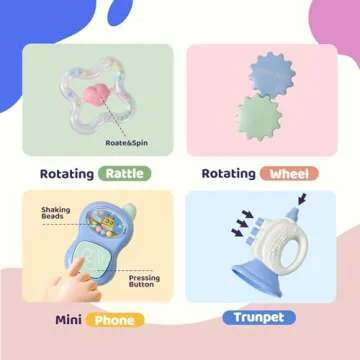 Cuterabit 13PCS Baby Rattles Set for Newborns and Infants